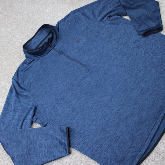 Under Armour Fleece Sweatshirt Men 4XL XXXXL Blue Loose Fit Coldgear 1/2 Zip L/S - Picture 6 of 14